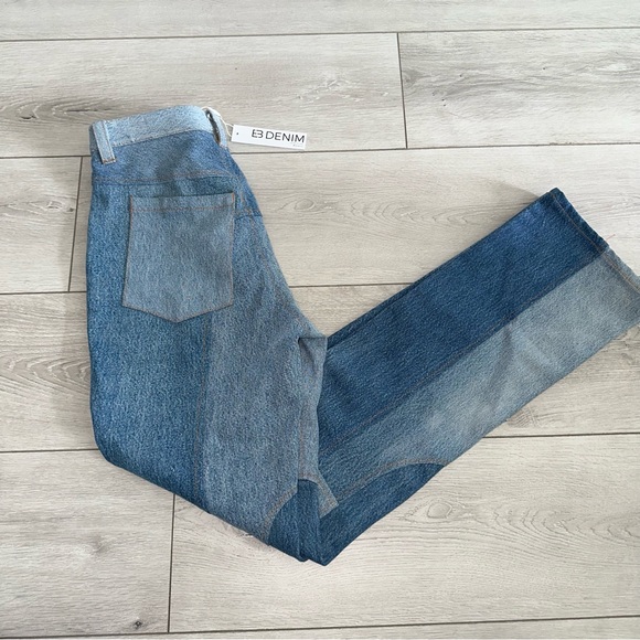 NWT EB Denim Kendall Two Tone Blue Denim Riding Jeans Women's Small Colorblock - Picture 4 of 7